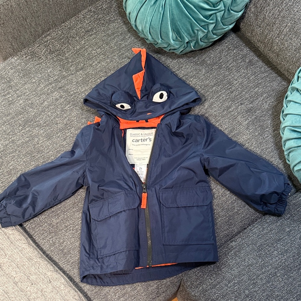 Carter's Navy and Orange Kids rain  Jacket